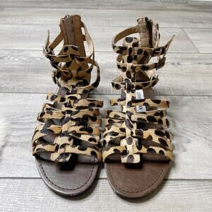 Steve Madden Plato Caged Gladiator Strappy Sandals Leopard Size 6M